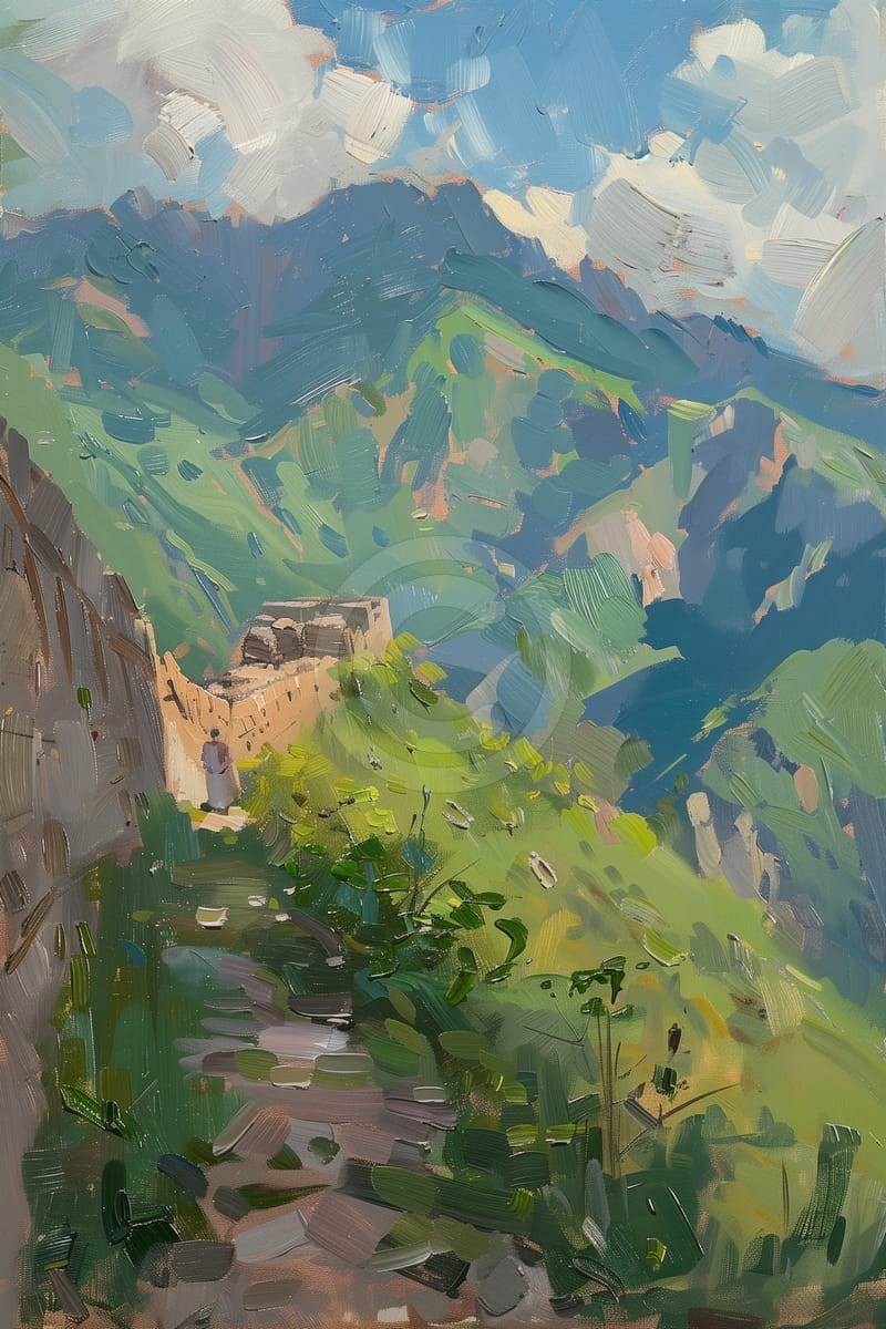 Sendero de montaña junto a la Gran Muralla