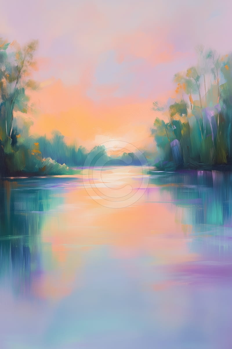 Río al atardecer con reflejos de colores