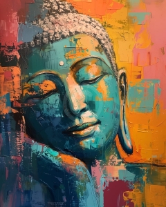 Serene Buddha in Colorful Abstraction