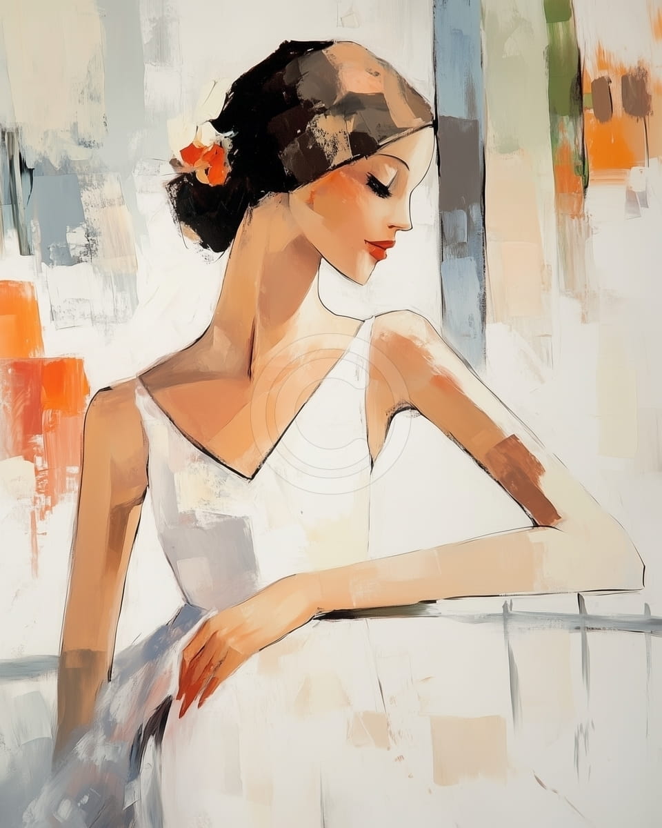 Donna in Bianco con Fiori tra i Capelli