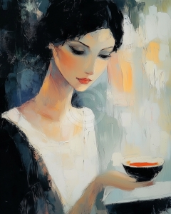 Woman Holding a Black Bowl