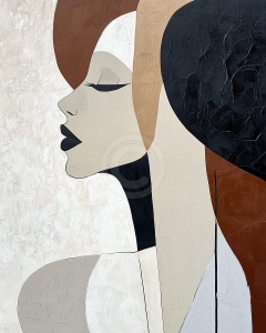 Frau mit Geschlossenen Augen im Abstrakten Profil