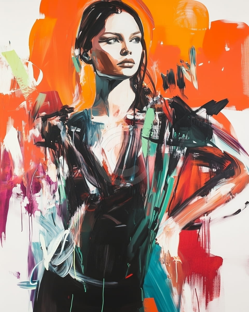 Confident Woman in Abstract Bold Colors