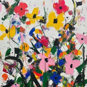 Explosi&oacute;n Floral Expresiva sobre Fondo Blanco