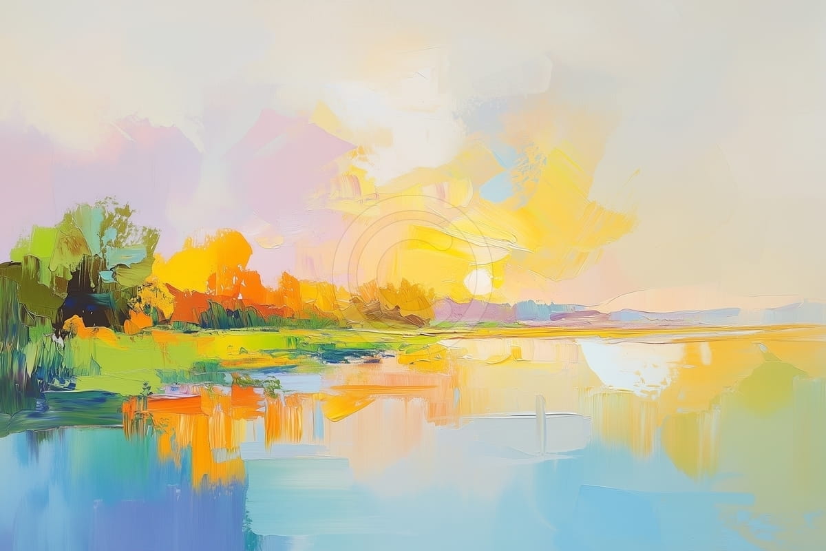 Bäume und Wasser bei Sonnenuntergang