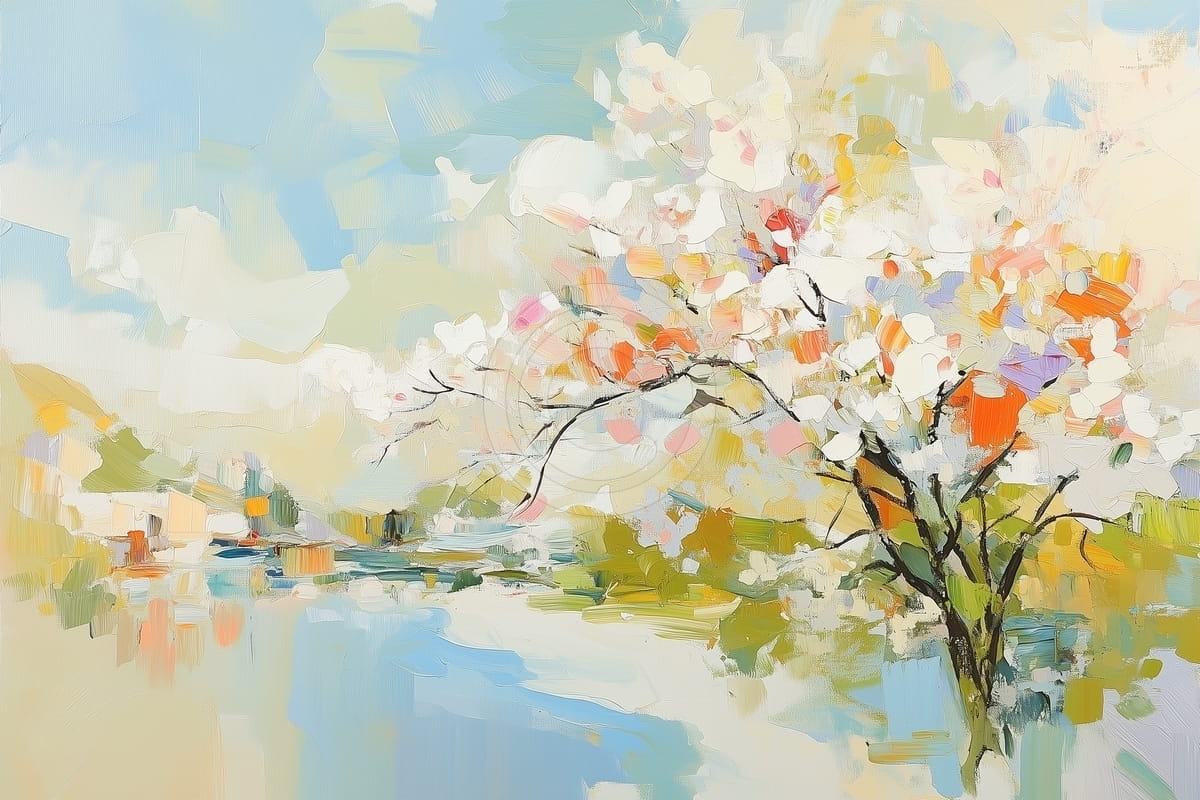 Albero in Fiore vicino all’Acqua