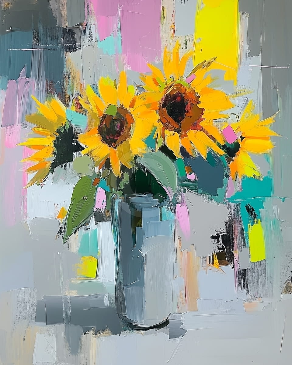 Vaso Grigio con Girasoli