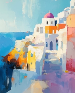 Fascino di Santorini in Tonalit&agrave; Astratte