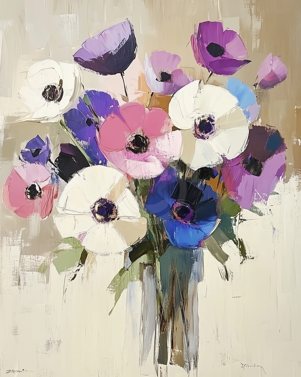 Abstract Anemones in a Muted Setting