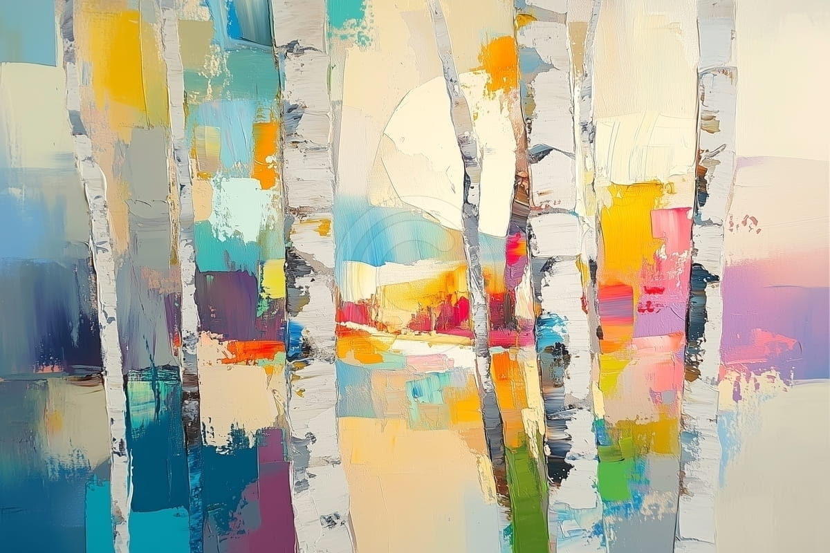 Birch Forest in Colorful Light