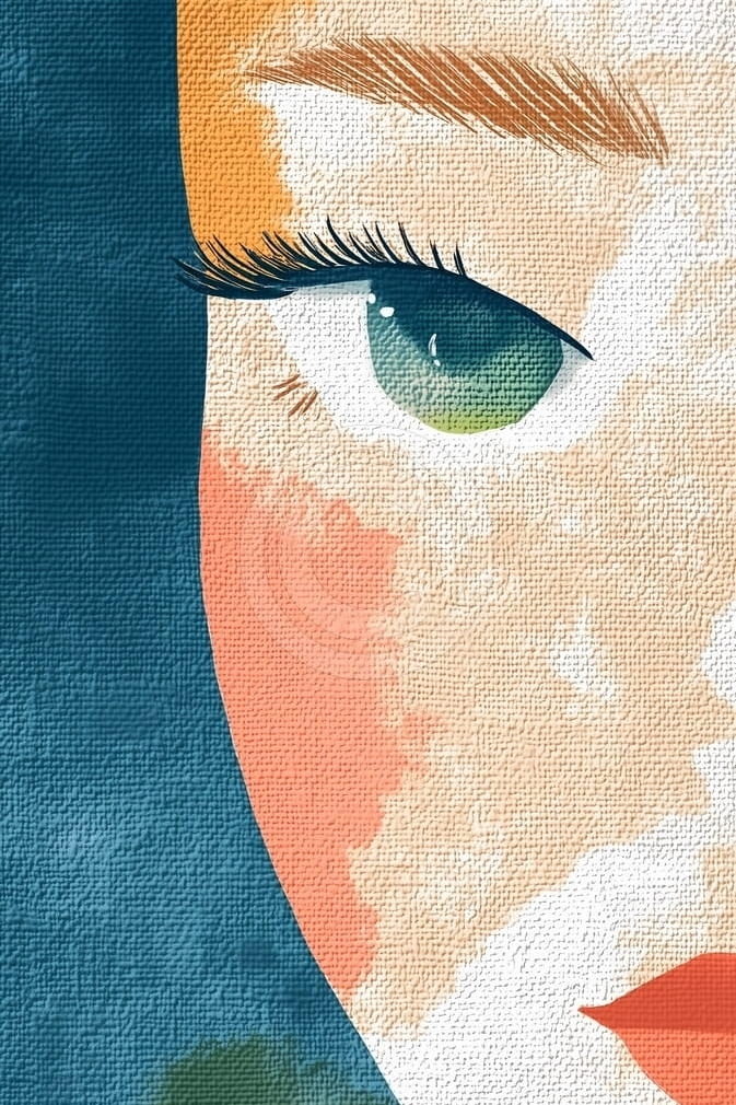 Primer Plano de un Rostro Femenino con Ojo Verde