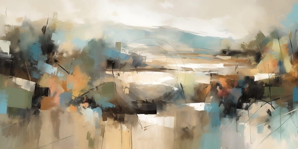 Abstract Landscape with Warm and Cool Tones